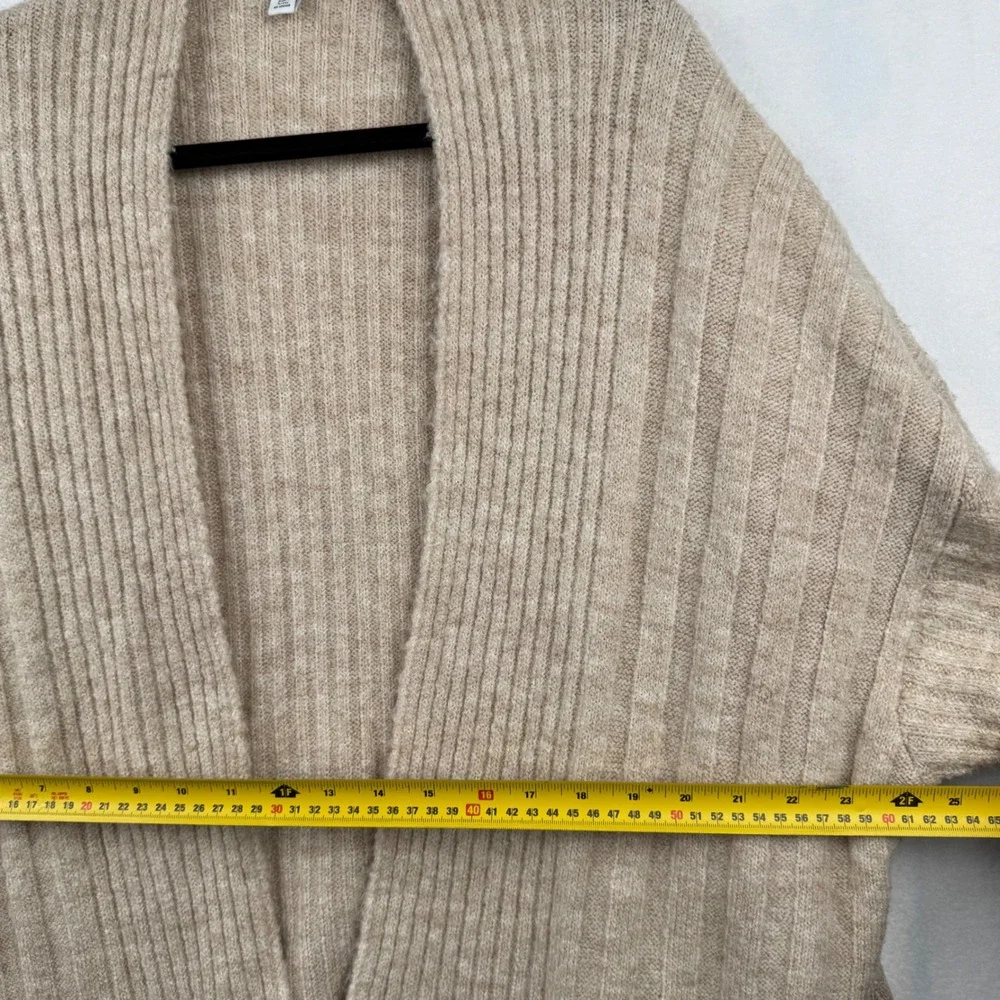 Topshop Cardigan Open‎ Front Ribbed Knit Pockets Casual Comfy Tan Small S